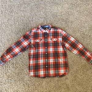 Mens Quiksilver red,blue,white plaid collaredshirt